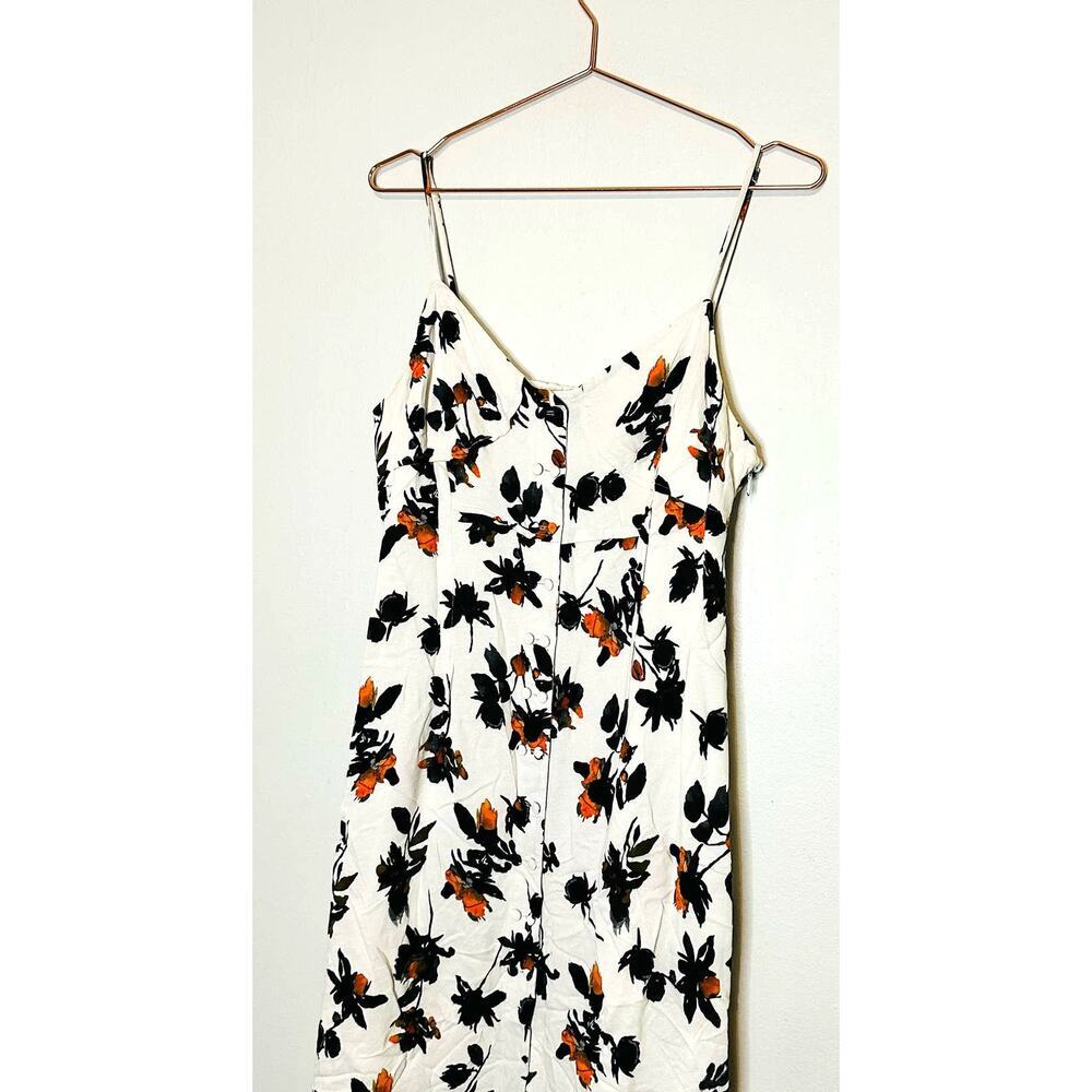 Derek Lam Floral Camisole Button Front V-Neck Slit Front Stretch Crepe Dress 10 - Picture 6 of 16
